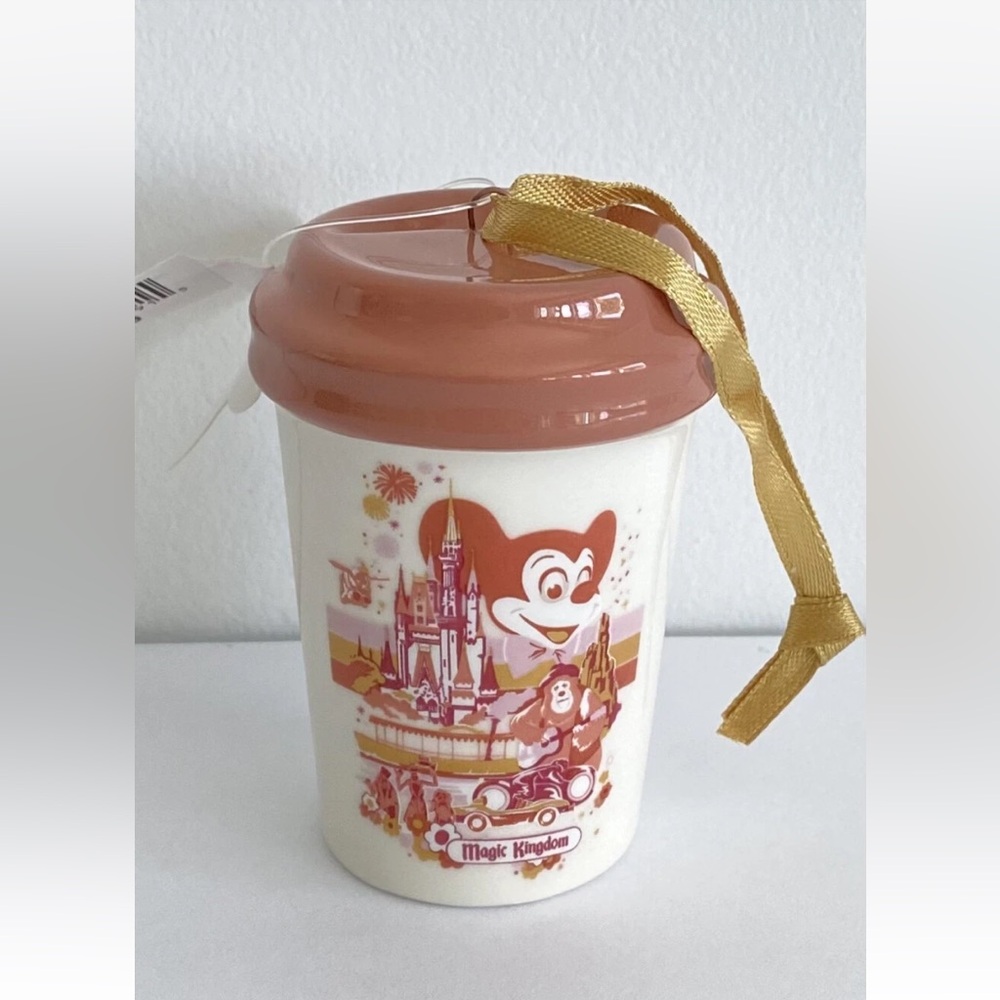 Disney Magic Kingdom, Starbucks cup ornament newest tags 2021 rosy pink & white
